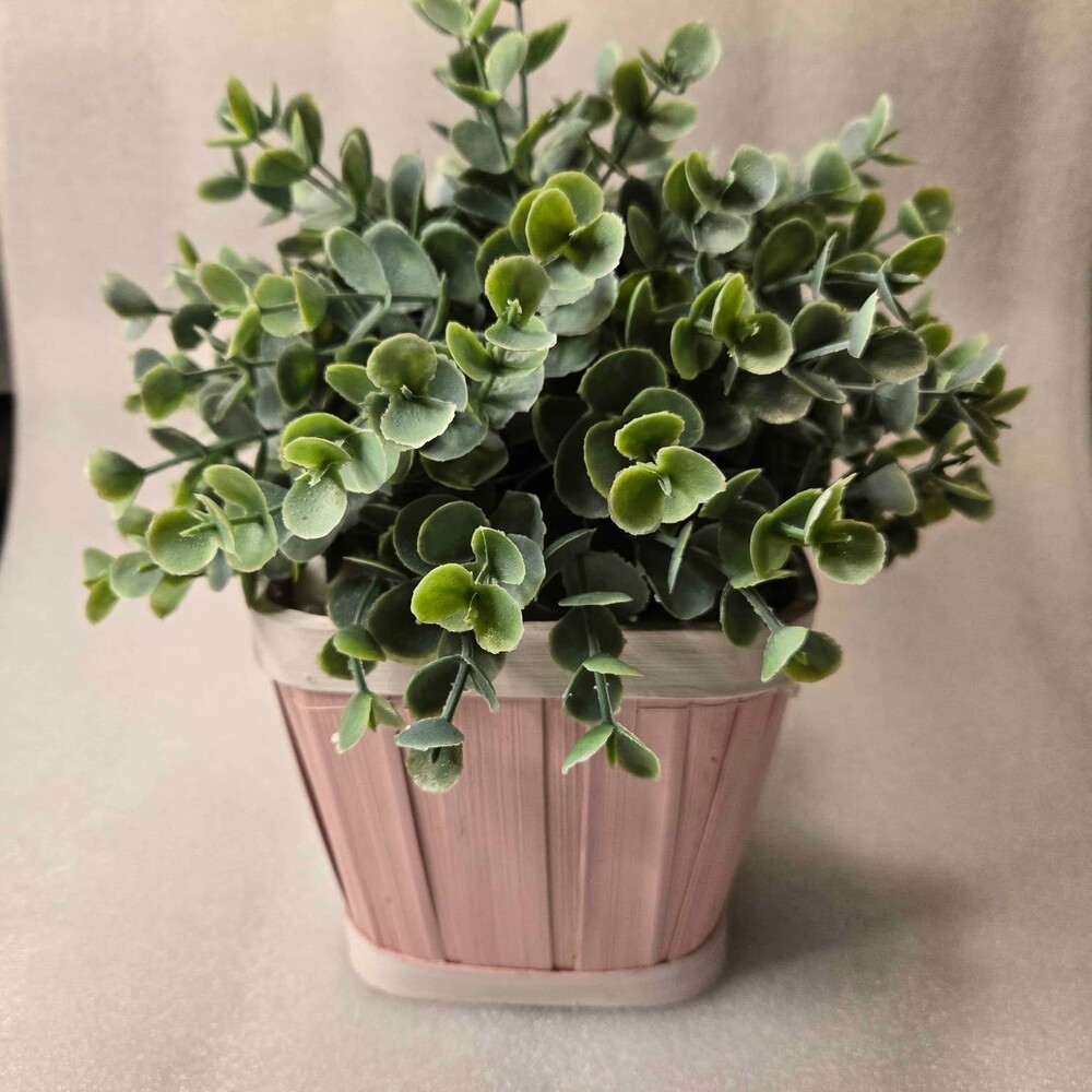 Artificial Eucalyptus Plant in Pink Basket NEW